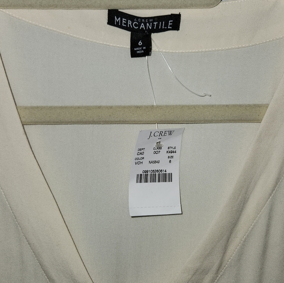 NWT J.Crew Mercantile Cream Faux Wrap Top Blouse 6 Viscose - Picture 4 of 8